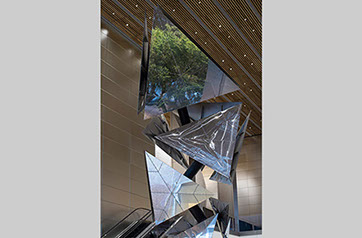Exploded paradigm stainless steel sculpture by Conrad Shawcross