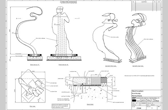 drawing of a sculpture for fabrication