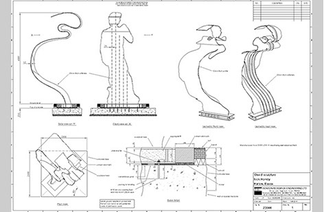 drawing of a sculpture for fabrication