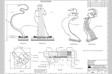 drawing of a sculpture for fabrication