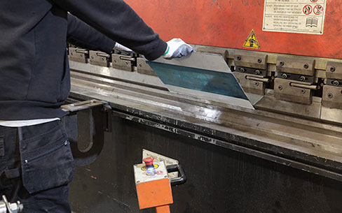 Using our press brake to fold stainless steel
