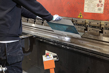 Using our press brake to fold stainless steel