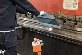 Using our press brake to fold stainless steel