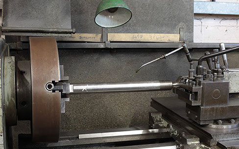 Turning a shaft using our lathe