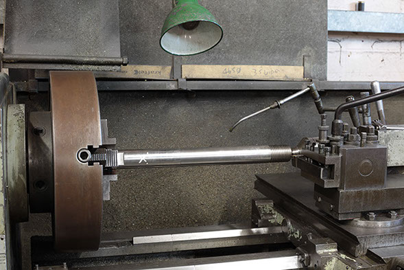 Turning a shaft using our lathe